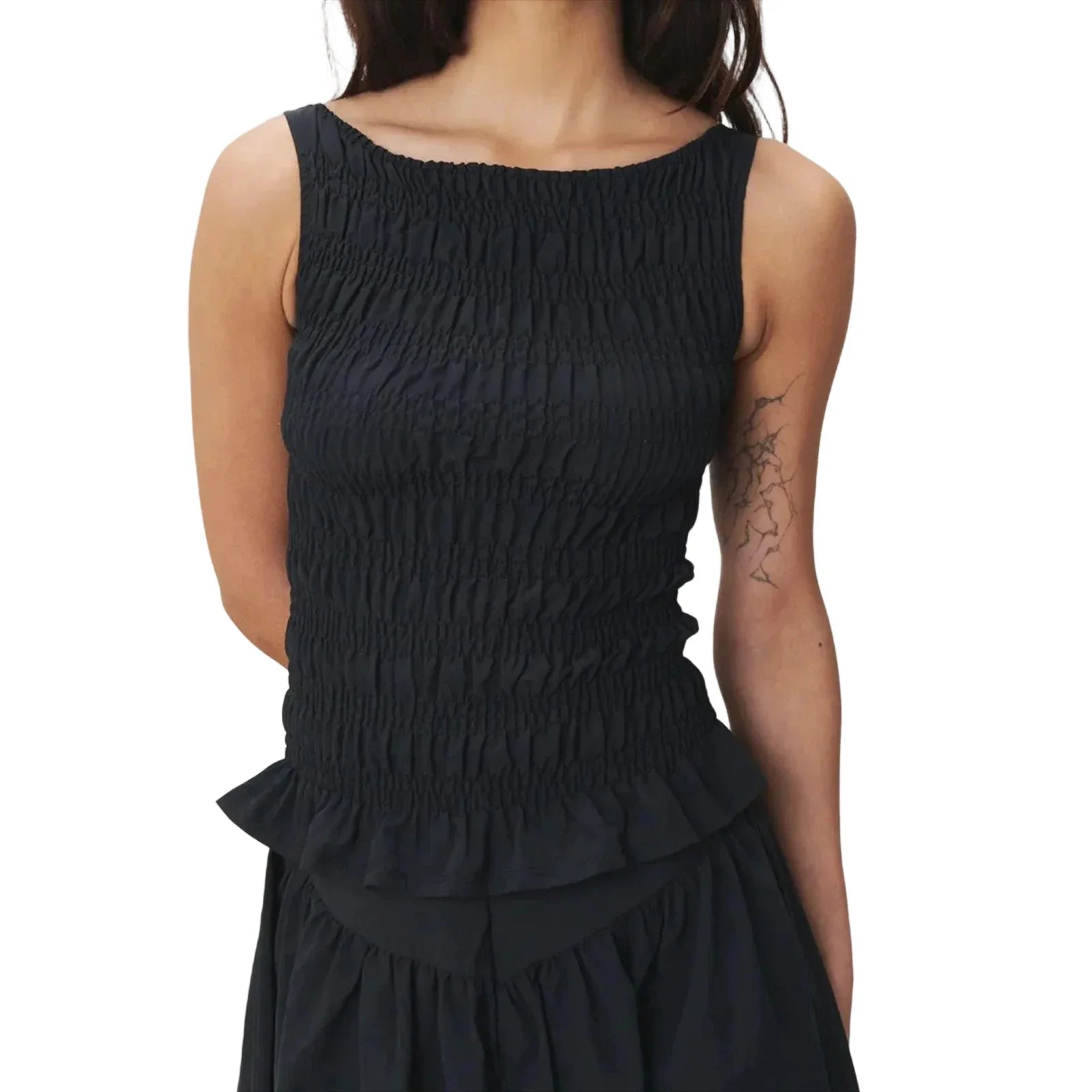 Women Tank Tops Solid Color Ruched Casual Vests Summer Fashion Sleeveless Tops Streetwear