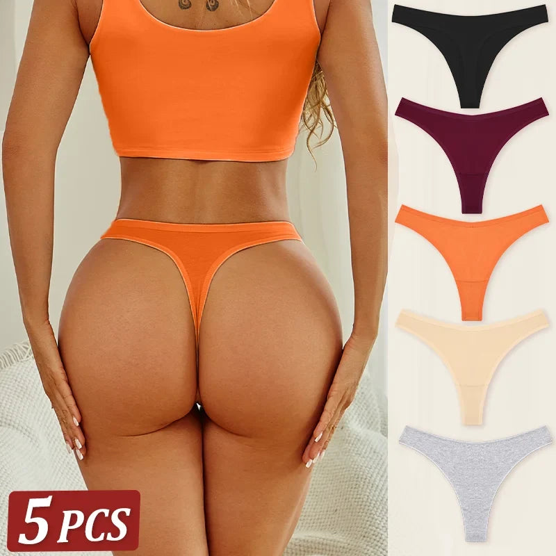 5Pcs Women Cotton Thongs Female Sexy Bikini Panties G-String Underwear Thongs Striped Panties Female Underwear T-Back Intimat