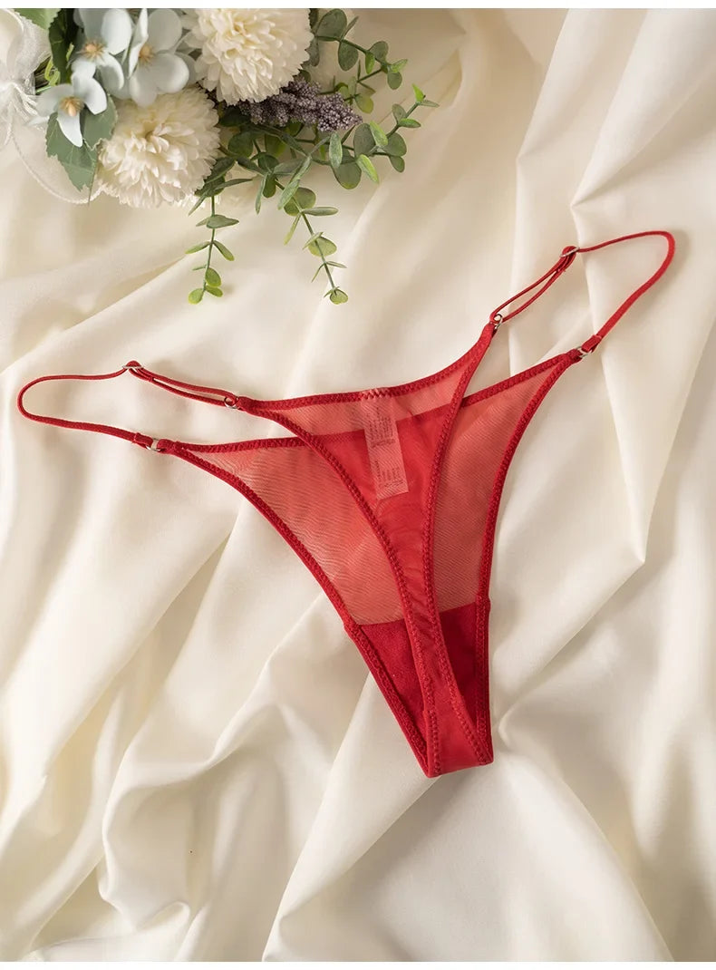 Lace Mesh Women Briefs Sexy Thong Transparent Panties Underwear Low Waist Girls G String Seamless Lingerie Fitness T Back