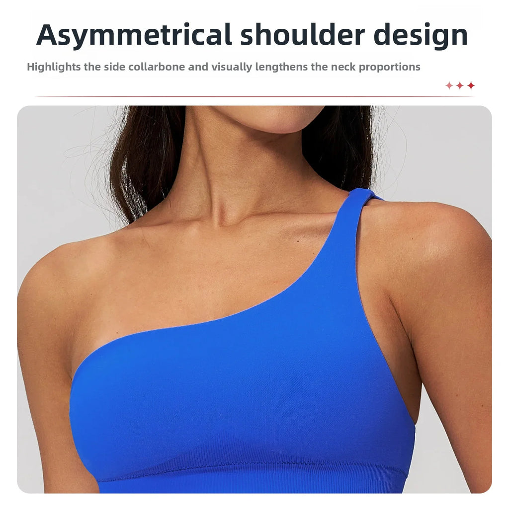 Summer Shockproof Sport Bra Women's Beautiful Back Gym Sports Underwear Women Oblique Shoulder Straps Running Fitness Yoga Bra