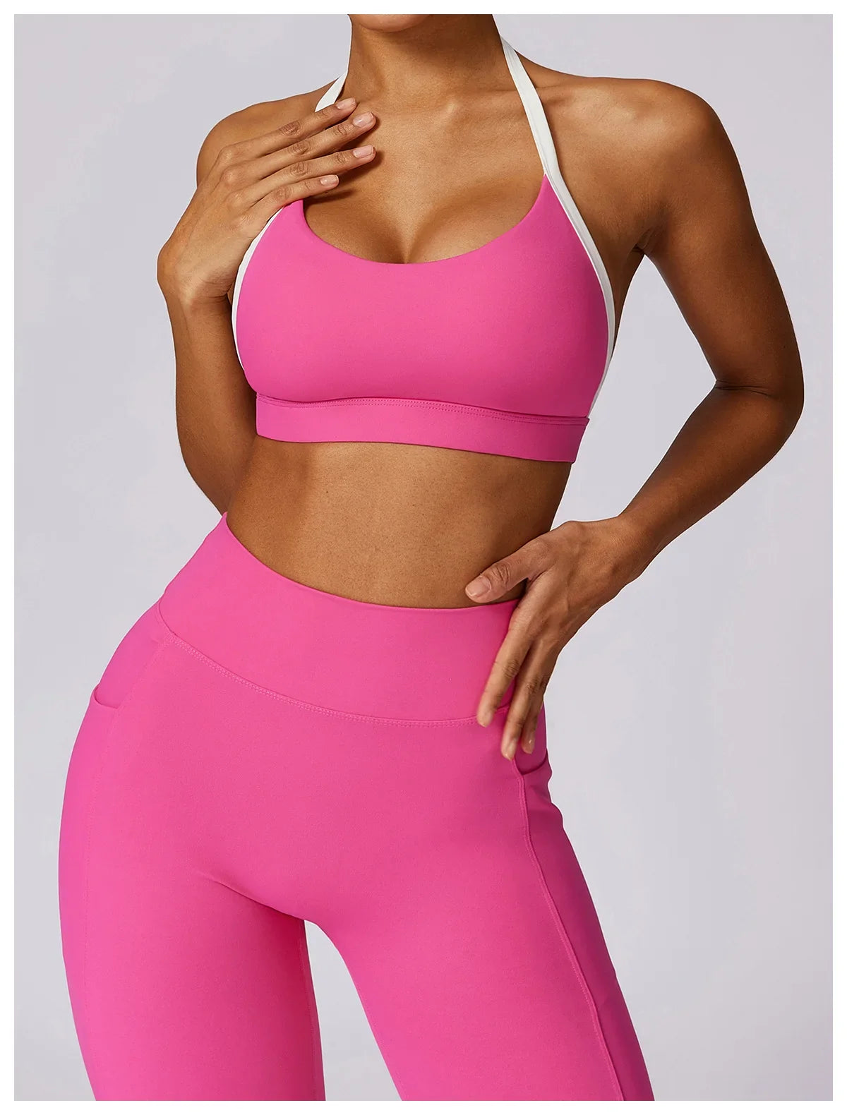 Gym Sport Bra Halter Sports Bra Anti-sweat Breathable Yoga Bra Shockproof Crop Top Fitness Top Push Up Workout Top Women