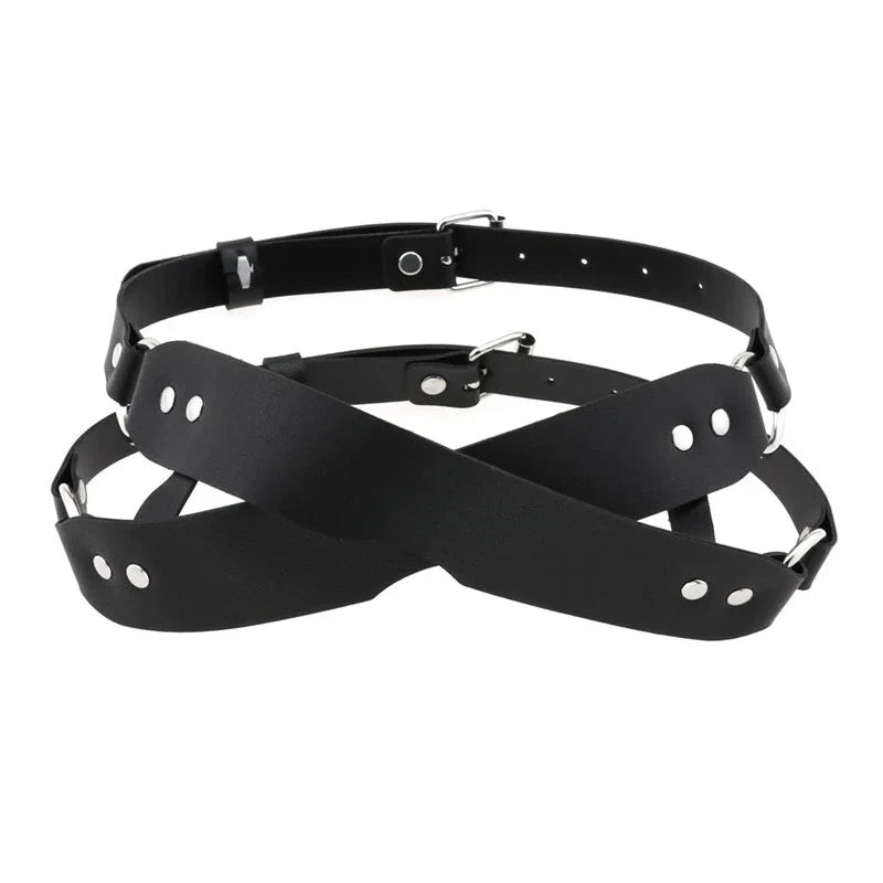 Cosplay Exotic Leather Mask Women Men Games Half Face Mask BDSM Bracelet Adjustable For Couples Bondage Set Adult Toys Supplies
