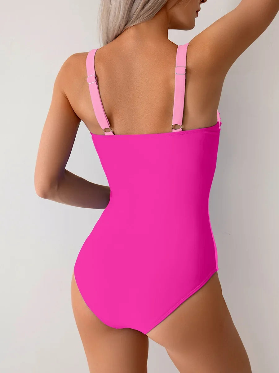 2026 Sexy Black Swimwear Women's One-Piece Bikini Deep V Neck Hanging Strap Swimsuit New Arrival Integrated Design Sportswear