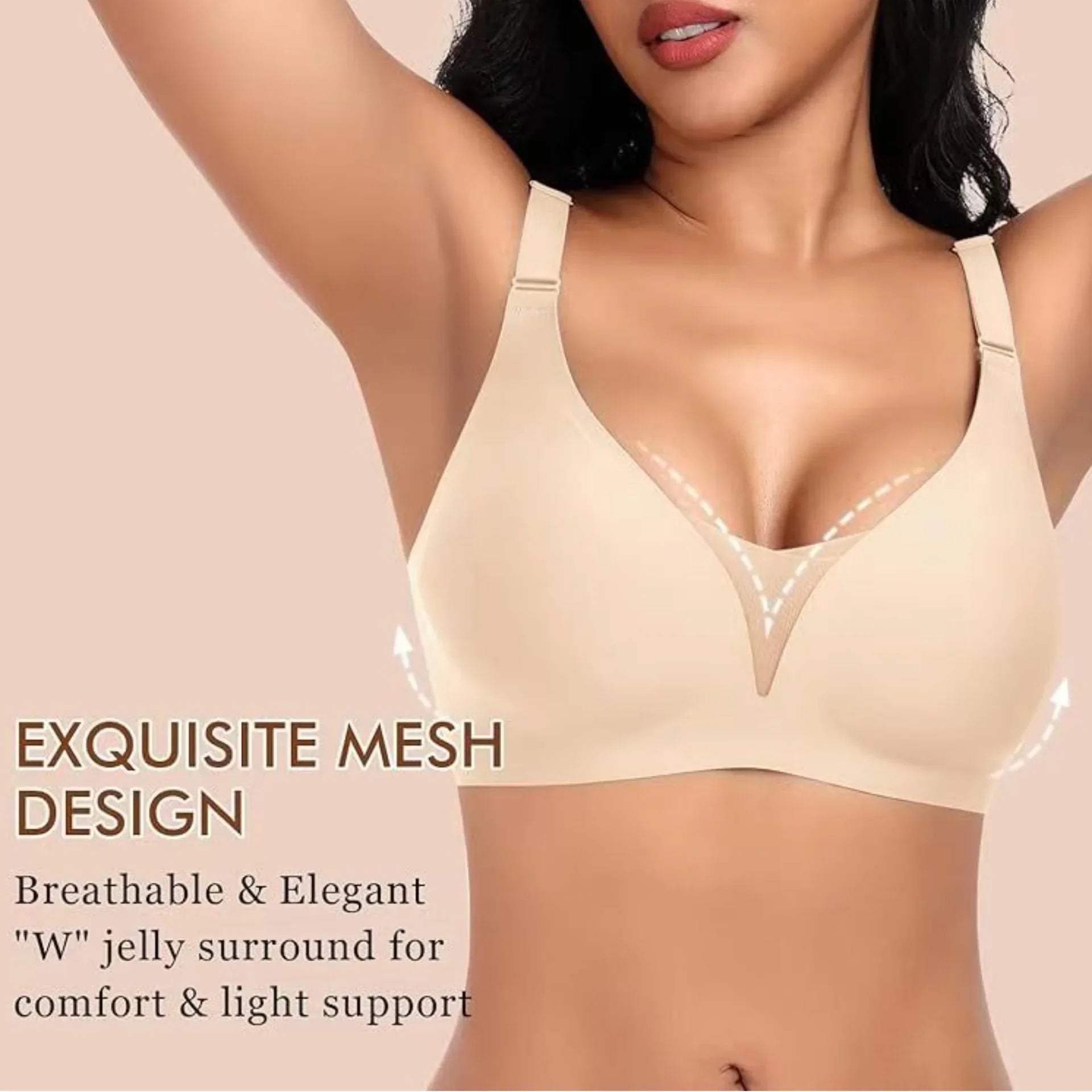 Women's Seamless Bra 3/4 Cup Thin Molded Cup Bra Thin Flattering Plus-size Soft Support Push-up and Comfortable Breathable Bra