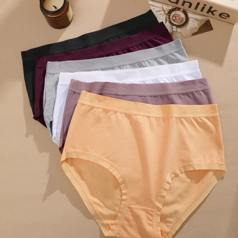 4Pcs/Set Women Cotton Briefs Seamless High Waist Breathable Underwear Female Stretch Comfortable Lingerie New solid color Panty