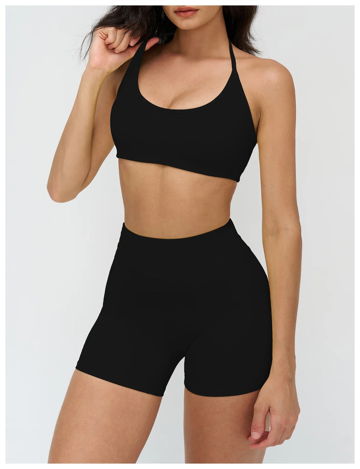 Neck Hanging Sports Bra High Support Women Push Up Bra Summer Gym Clothes Fitness Halter Top Quick Dry Running Workout Underwear
