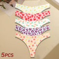 5Pcs Women G-string Seamless Sweet Fruit Thongs Low-waist Panties Ladies Soft Cute Thongs Female S-XL T-Back Panties Underwear