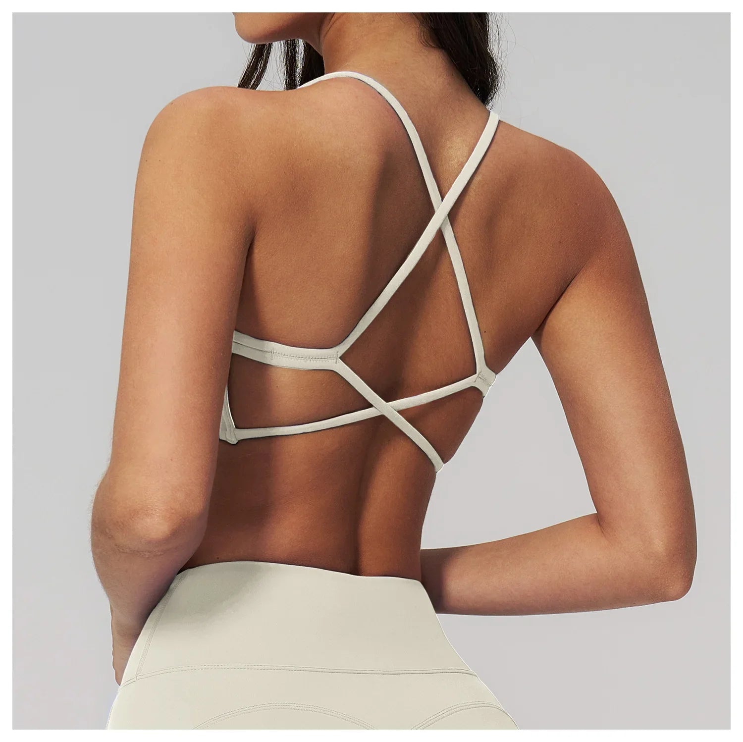 Summer U-Shaped Multi-Strap Cross Back Women Pilates Fitness Sports Bra Top Gym Yoga Athletic Tight Workout Jog With Chest Pad