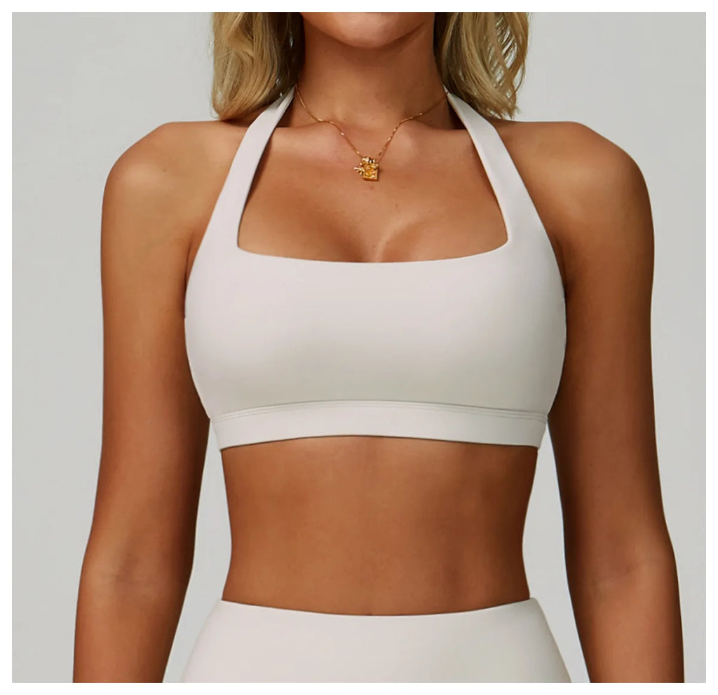 Woman Bra Gym Underwear Yoga Sport Bra Outdoor Jogging Hanging Neck Shoulder Strap Fitness Sports Bra Breathable Sexy Female Top