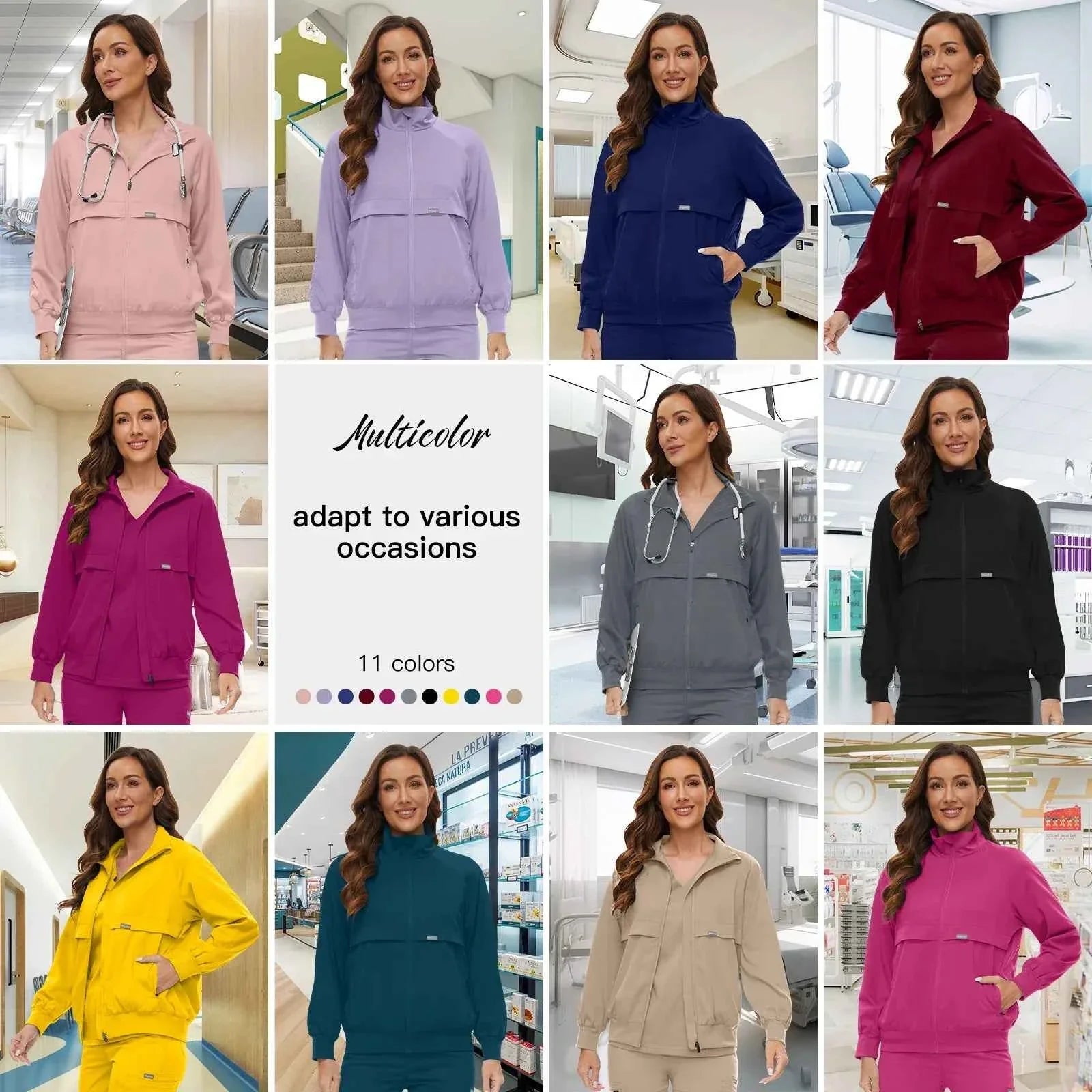 Niaahinn Long Sleeve Nursing Scrubs Jacket