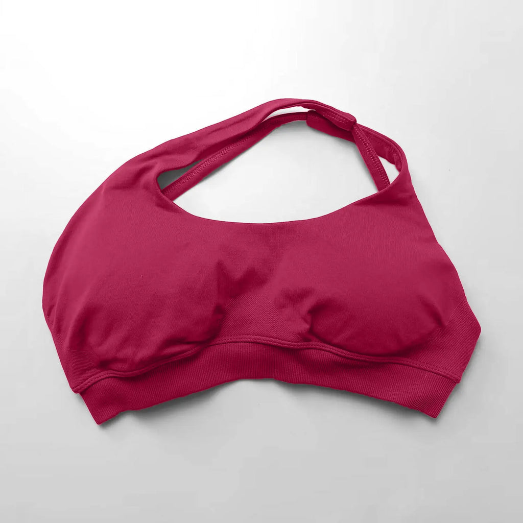 NCLAGEN Asymmetric Sports Bra Gym Top Woman High Support Halter Backless Fitness Speed Activewaer Workout Seamless Underwear