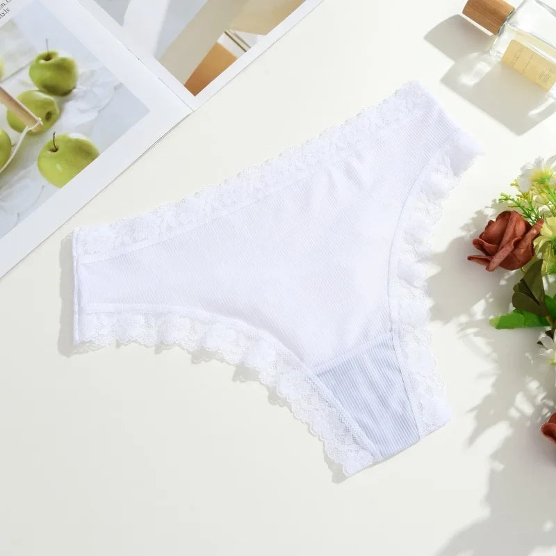 3Pcs Women Cotton Lingerie Sexy Thong Soft Fashion Panties Femme Design Underwear Pantys Underpant Lingerie Lace Intimates S-XL