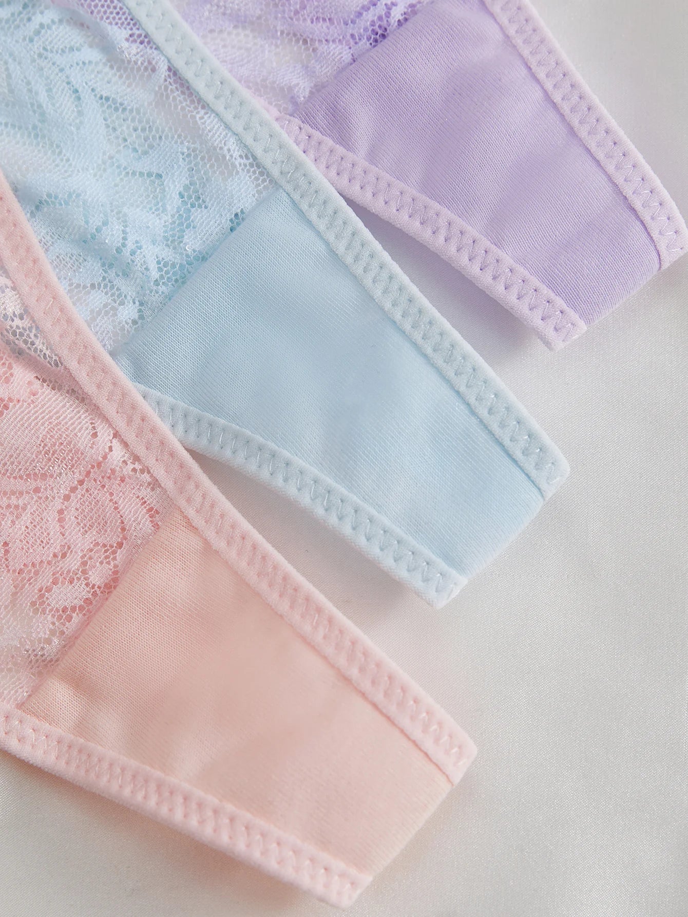 3-Pack Women's Sexy Lace Panties Underwear, Adjustable Strap Floral Lace Sheer Mesh Sexy Thong