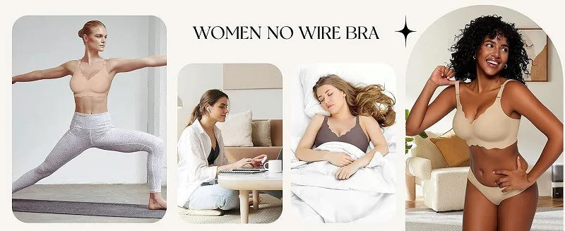 Women's Wave Jelly Seamless Bra 3/4 Cup Thin Molded Wire-Free Supportive Bra with Push-Up Comfort Solid Color Underwear Sostén