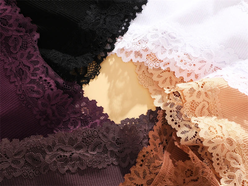 6PCS Sexy Lace Cotton Pants Women Low Waist Panties Underwear S-XL Solid Color Ladies Briefs Lingere Underware Comfortable Women