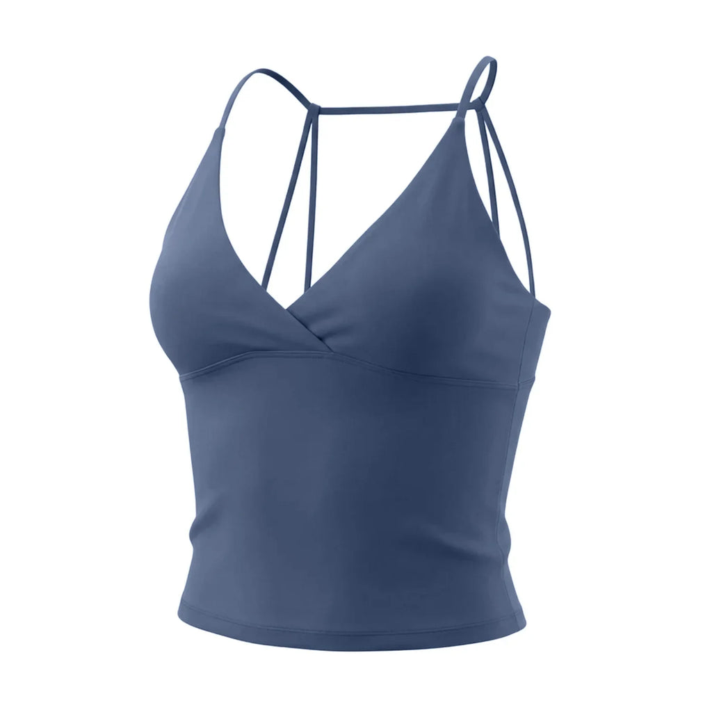 NCLAGEN Vision Twist Front Longline Top Gym Yoga Tops Women Quick Dry Thin Strap High Elastic Workout Vest Push-up Fitness Tank