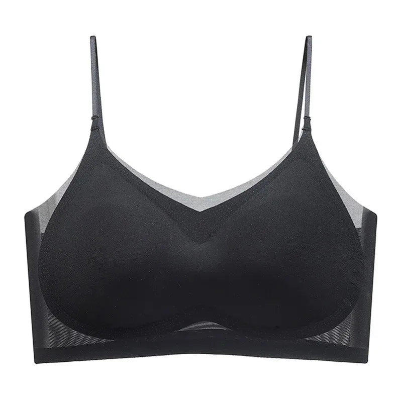 Ultra-Thin Breathable Ice Silk Top Bra Women's Seamless Back Halter Vest Wrap Bra Small Chest Together