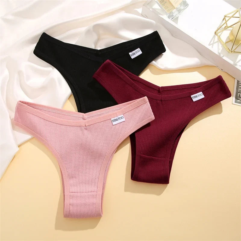 5Pcs/set Women Cotton Brazilian Panties Waffle Style S-XL Underpants Ladies Cotton Underwear Comfortable Soft Female Lingerie