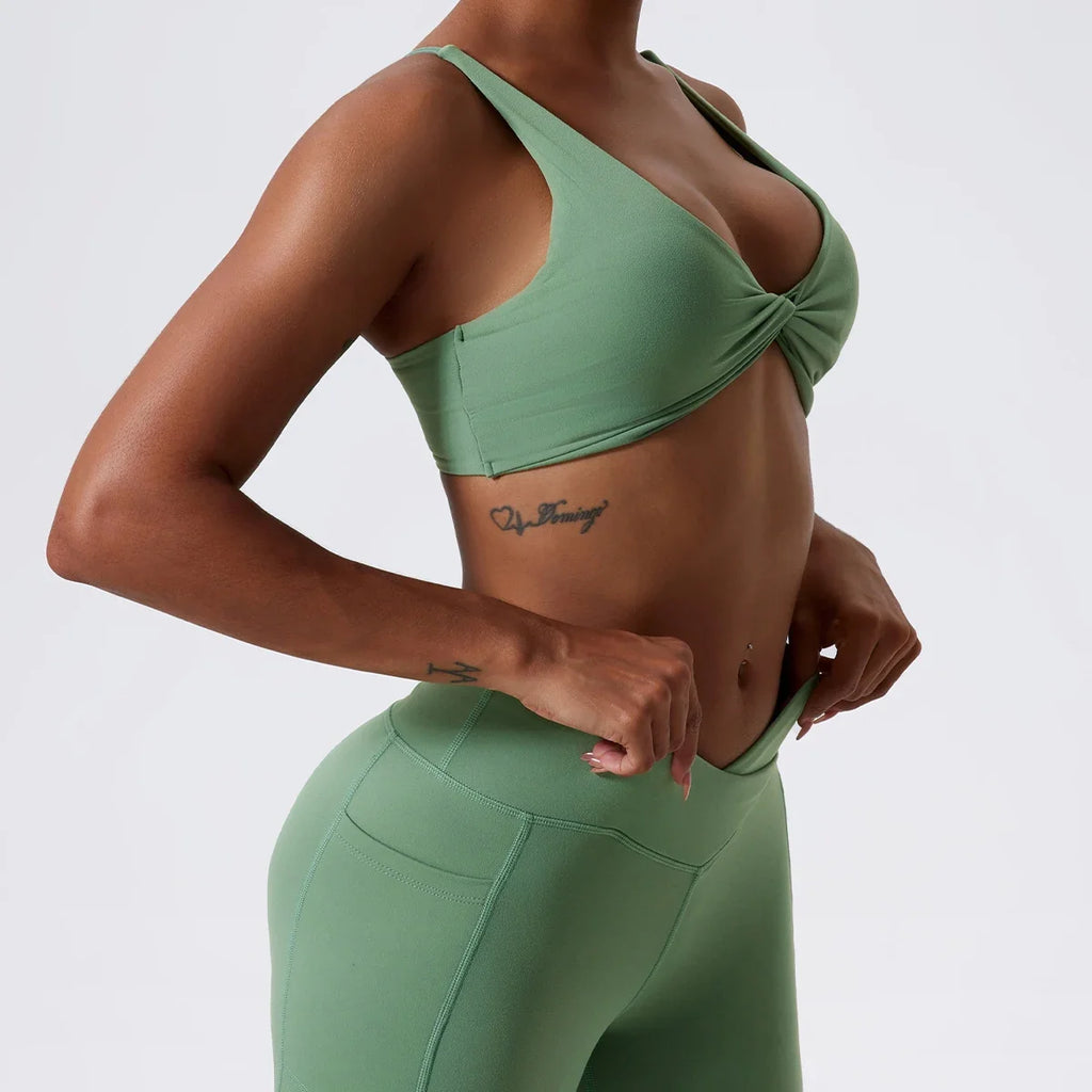 Hearuisavy Summer Sports Bra Shockproof Push Up Gym Top Women Quick-Dry Yoga Clothes Pleated Design Brassiere Workout Crop Top