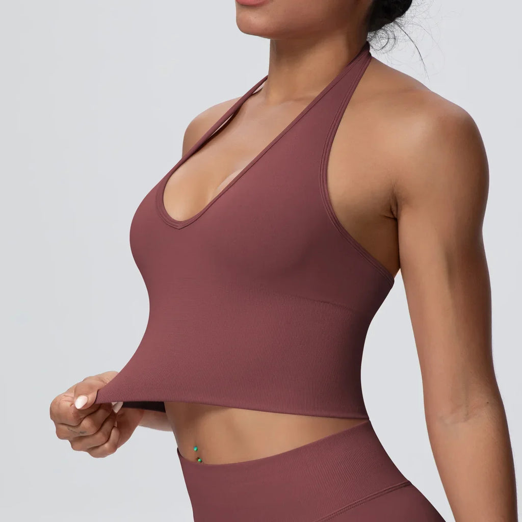 Gym Tops Women Halter Top Gym Vest Woman Sexy Backless Push Up Sport Bras Running Vest Workout Tops Activewear Yoga Fitness Vest