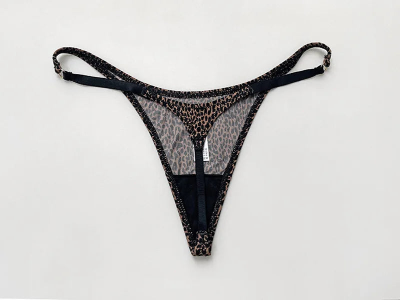 Ice Slik Low Waist Girls G String Leopard Flower Women Panties Sexy Briefs Thong T-back Underwear Female Lingerie Size S-XL