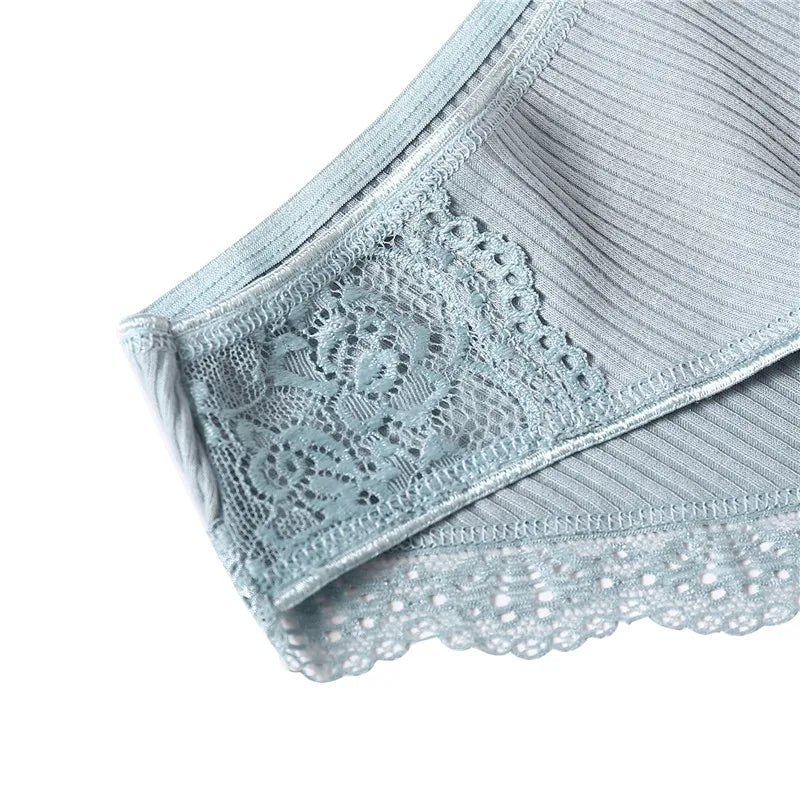 3Pcs/set Women's Cotton Panties M-2XL Trendy Patchwork Lace Underwear Female Low Waist Briefs Ladies Comfortable Underpants 2023