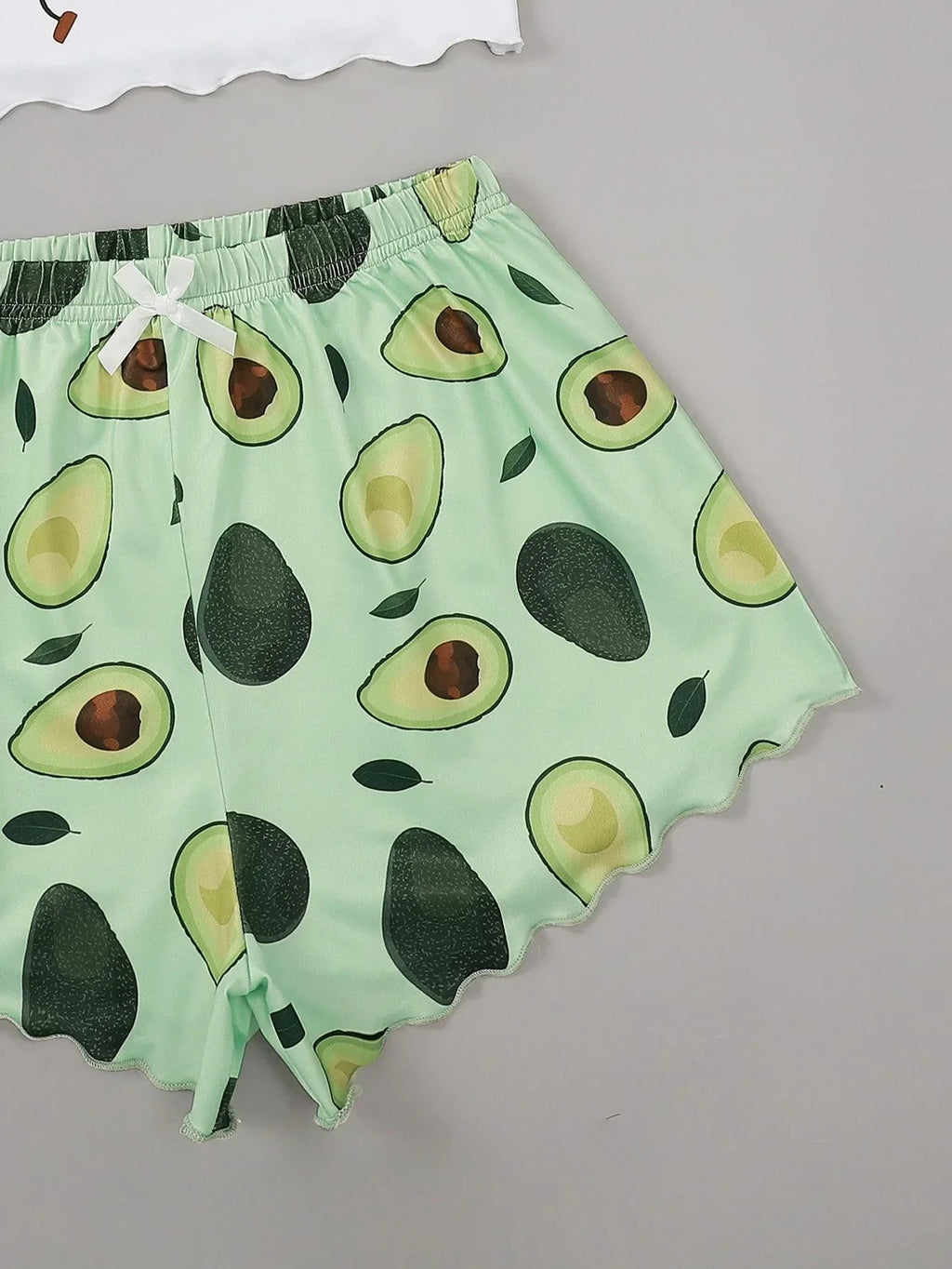 Avocado Print Camisole with Shorts Set Sleepwear Women Summer Pajamas Casual Sexy Lingerie Nightie Homewear Underwear