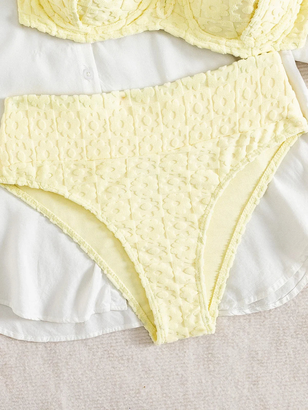 Sexy yellow bikini set 2026 women tie strap push up underwire high wiast swimsuit summer bathing suit two piece swimwear biquini
