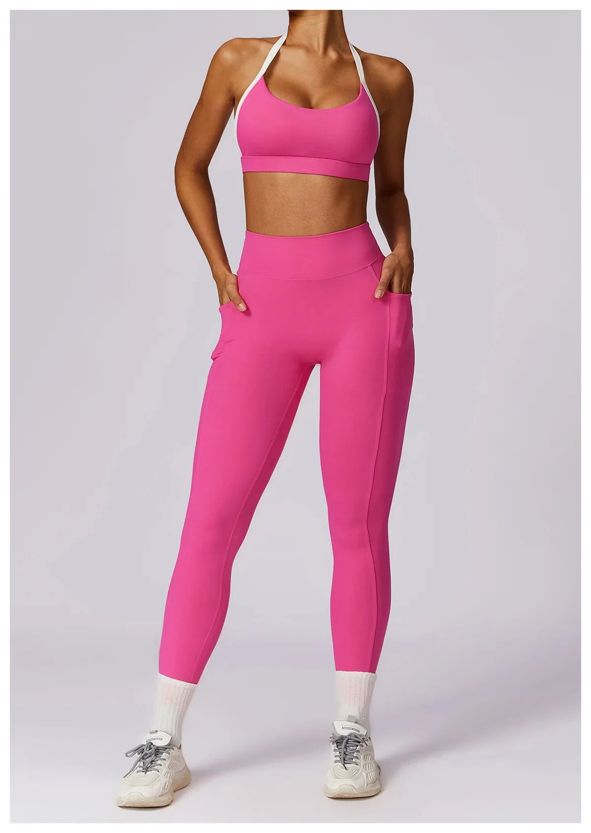 Gym Sport Bra Halter Sports Bra Anti-sweat Breathable Yoga Bra Shockproof Crop Top Fitness Top Push Up Workout Top Women