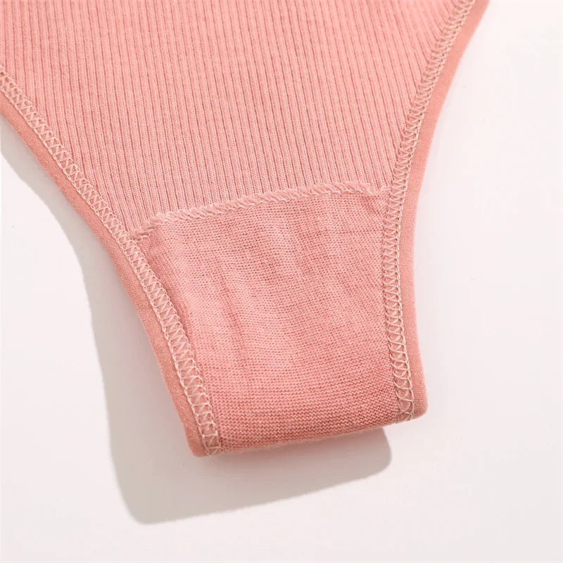 5PCS Women Sexy Cotton Panties Two Belts Hollow Out G-String Thongs Breathable Underwear for Female Solid Color Lingerie S-XL