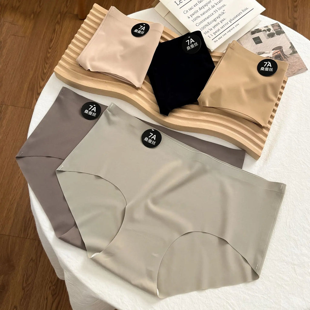 3PCS New 7A Ice Silk Waist Maillard Seamless Yoga Classic Antibacterial Crotch Simple Solid Color New Sports girl 2024 M-XL