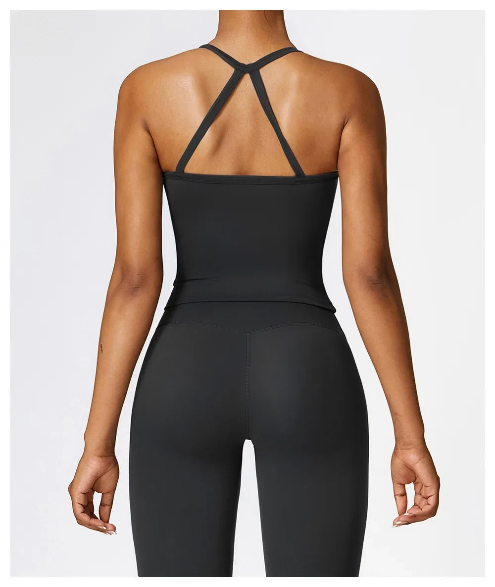 Strappy Sports Bra For Women Gym Workout Tops Sexy Yoga Bra Gather Fitness Push Up Training Running Female Sport Vest
