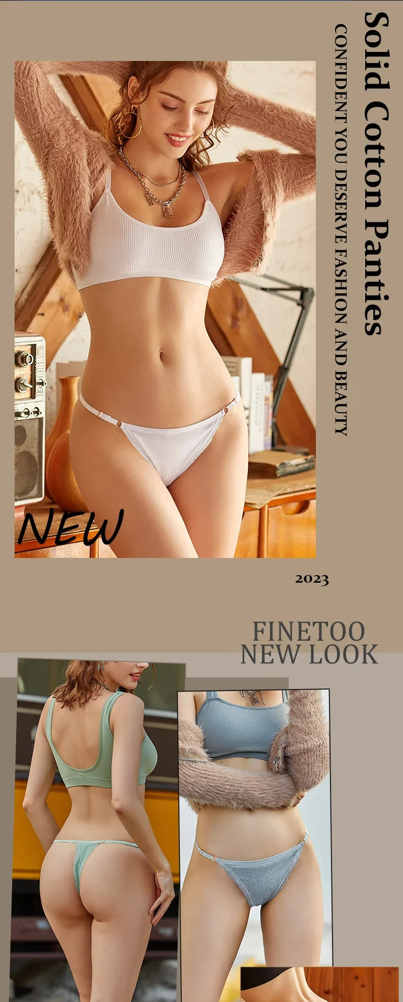 3Pcs/Set Cotton G-String Sexy Women Thong Adjustable Belt Seamless Panties Breathable Low Waist Lingerie Female Soft Solid Color