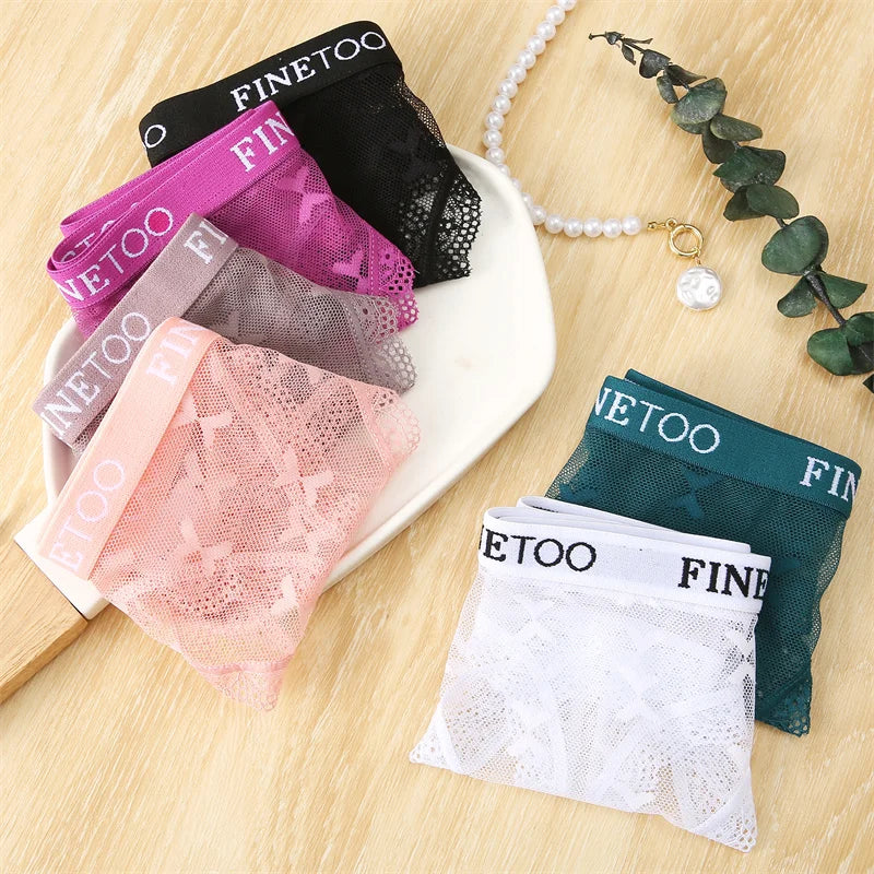 3Pcs/set Lace Thongs Women Floral G-string Underwear Trendy Letter T-Back Underpants Sexy Low Waist Bikini Panties Ladies Panty