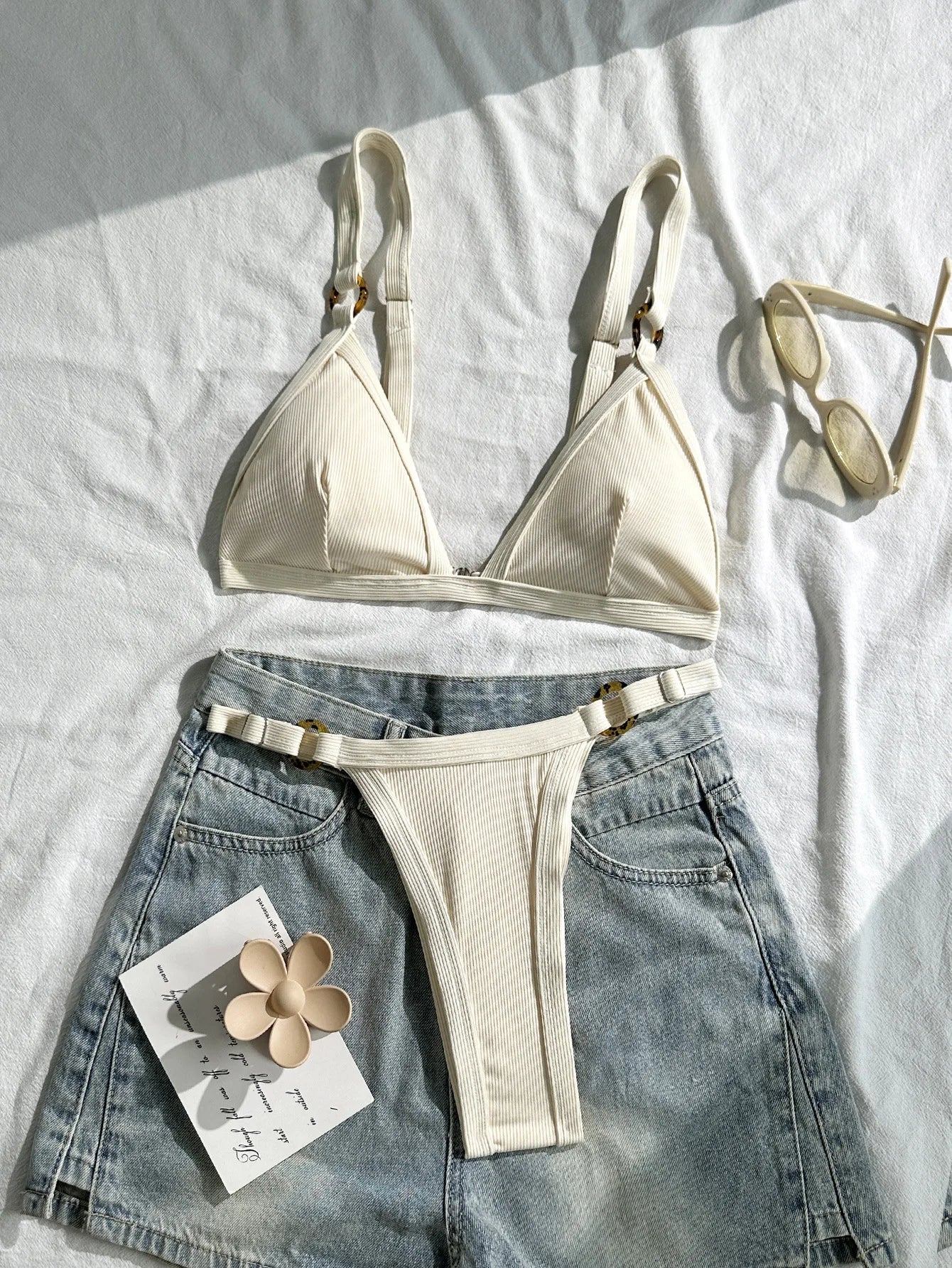 Sexy Khaki Patchwork Micro Bikini 2026 Women Brazilian Push Up Bra Metal Circle Thong Swimsuit Bathing Suit Holiday Swimwear