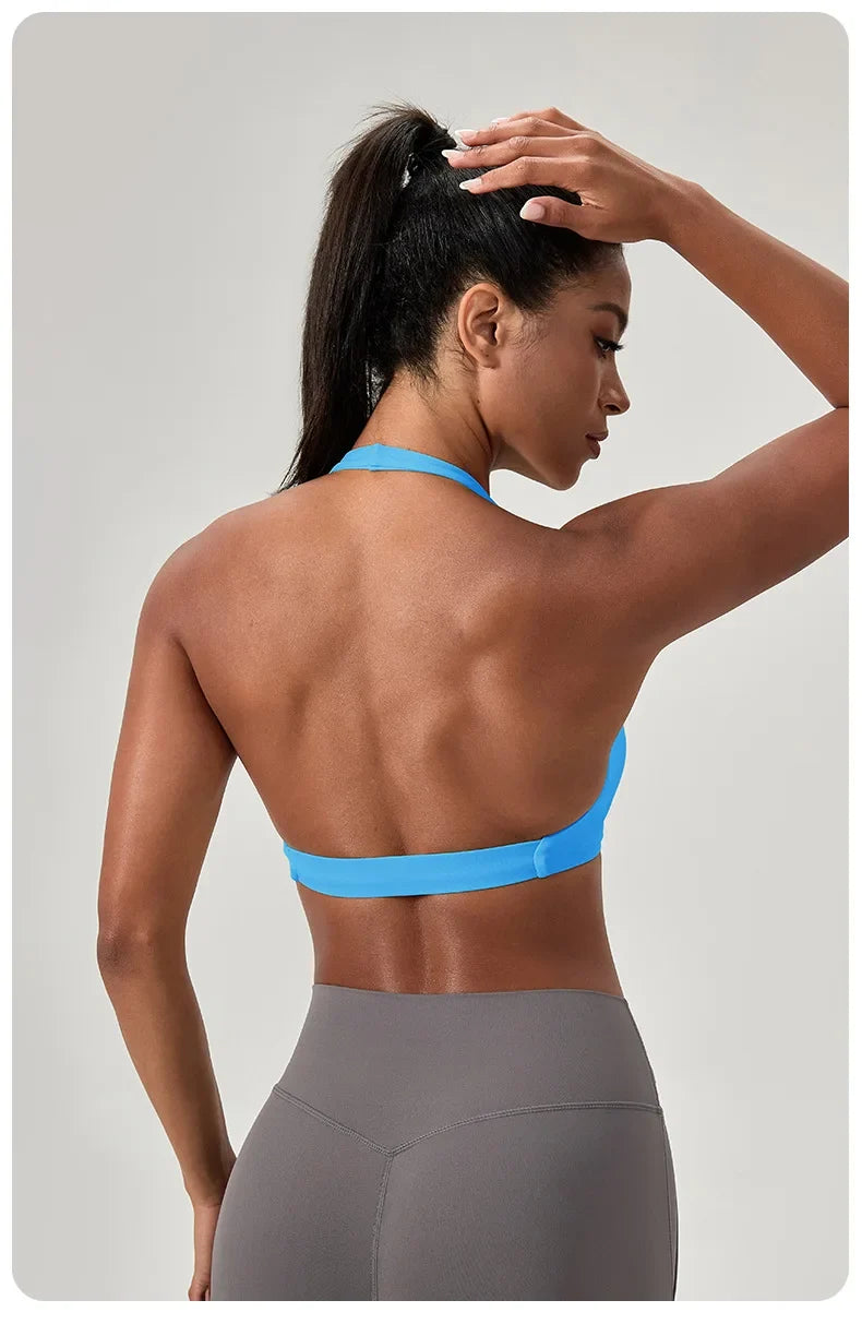 Women's Yoga Bra Halter Back Fitness Underwear Sexy Wire-Free Sports Vest Comfortable Breathable Bra