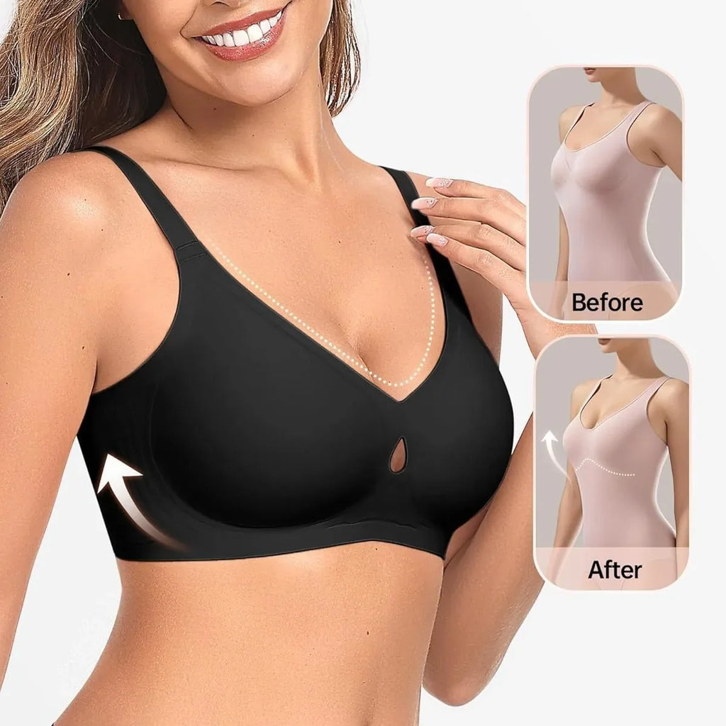 Women's Small Teardrop Smooth Wire-free Bra 3/4 Cup Thin Mold Jelly-like Bra Comfortable and Breathable Underwear Plus