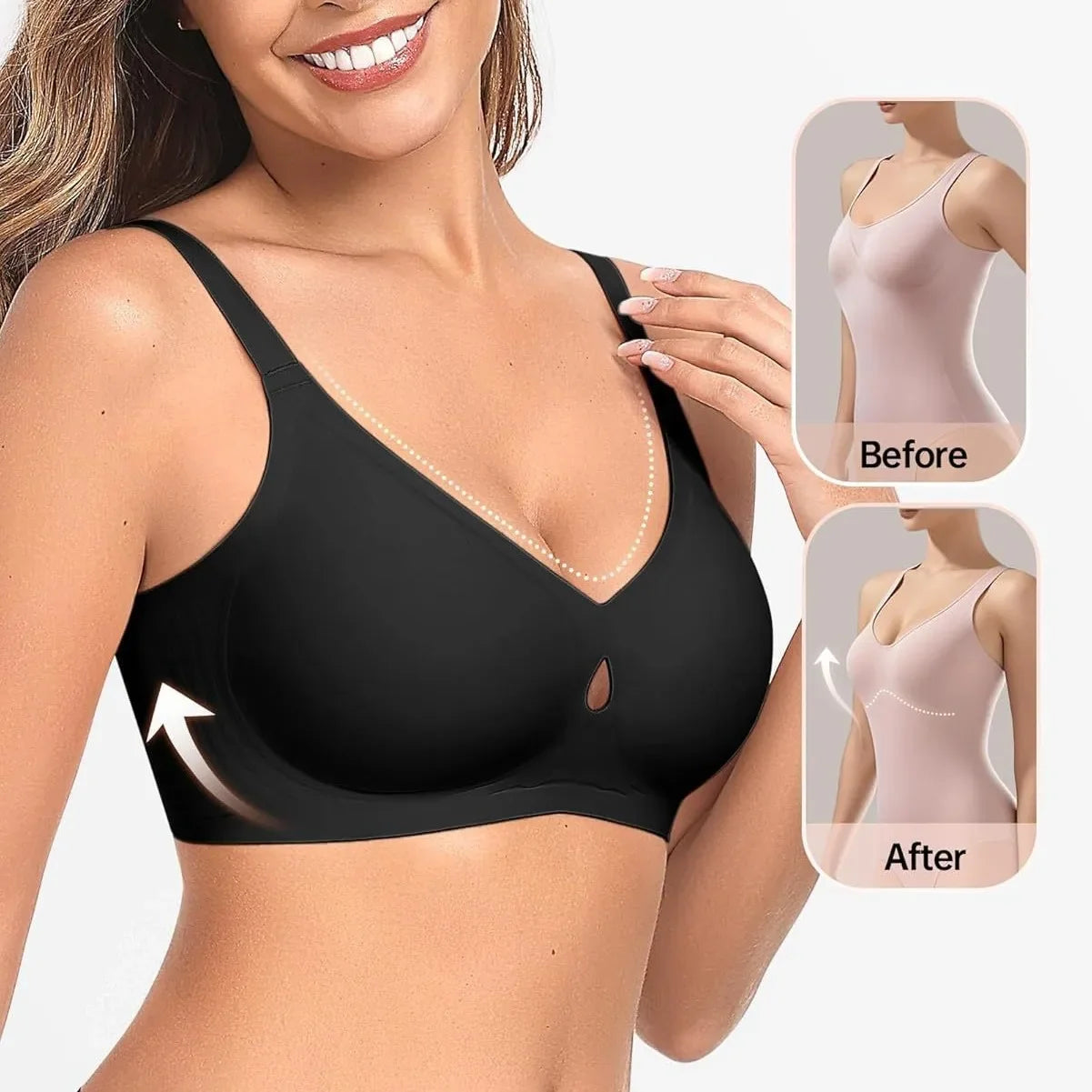 Women's Small Teardrop Smooth Wire-free Bra 3/4 Cup Thin Mold Jelly-like Bra Comfortable and Breathable Underwear Plus