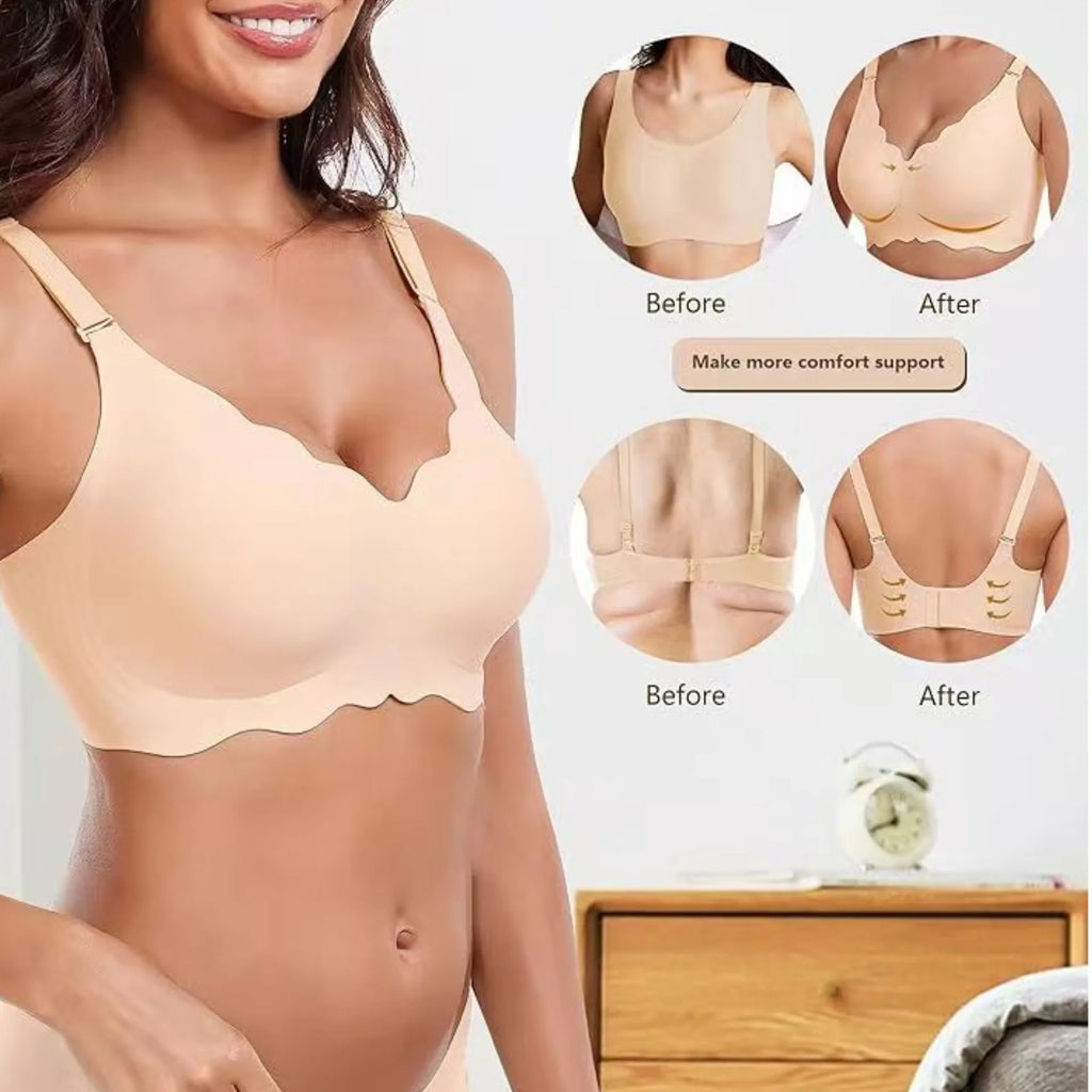Plus-size Jelly-like Wire-free Bra Thin Molded Cups with A Wire-free Design Comfortable and Breathable Underwear Push Up