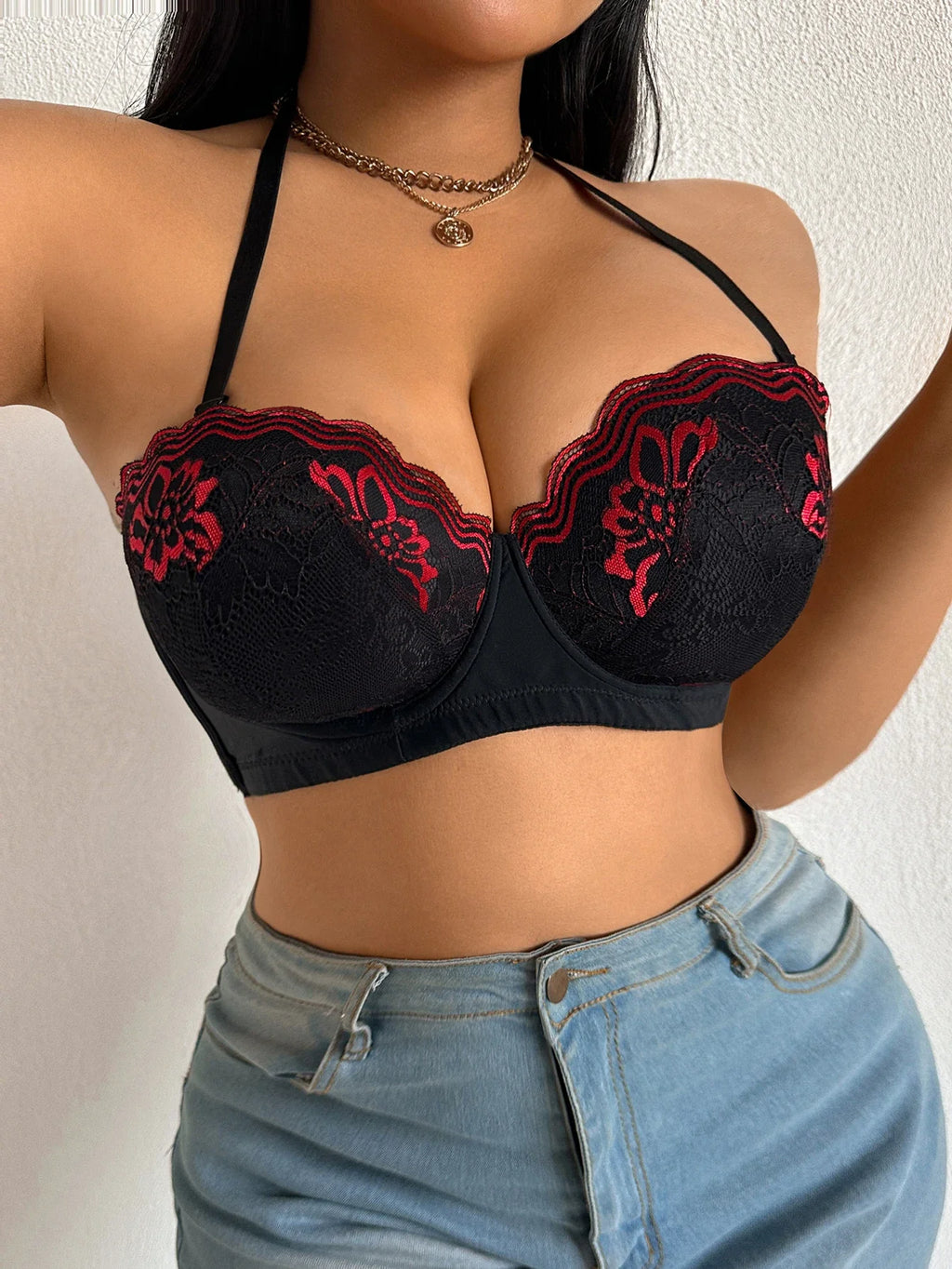 B C D Thin Cup Floral Lace Large Size Bra Side-Breast-Enhancing Silicone Pad Minimizer Push up Comfortable Bra