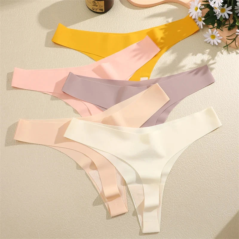10PCS/Set Seamless Ice Silk Panties Women V-Waist Underwear Sexy Sports Briefs Panties Female Soft Ultra-thin Lingerie G-string
