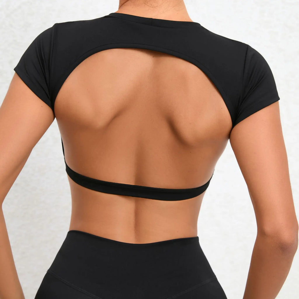 Hearuisavy Summer Customizable Sports Shirts Workout Sportswear Backless Yoga Clothing Chest Pads Sport Crop Tops Gym Top Women