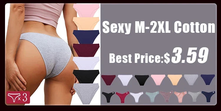 Women‘s Cotton Panties Low Waist Lace Briefs M-XL Comfortable Underwear Ladies Solid Color Underpants Girls Breathable Panty New