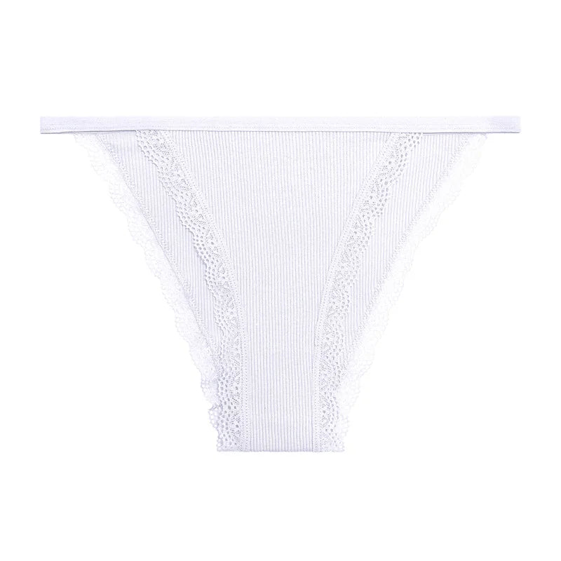 Women‘s Cotton Panties Low Waist Lace Briefs M-XL Comfortable Underwear Ladies Solid Color Underpants Girls Breathable Panty New