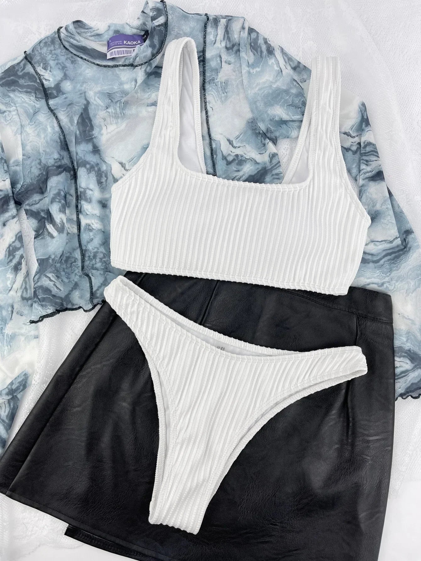 Bikini 2026 Sexy White Black Ribbed Push Up Micro Swimsuit Separate Woman Beach Bathing Suit Two Piece Swimwear Traje De Baño