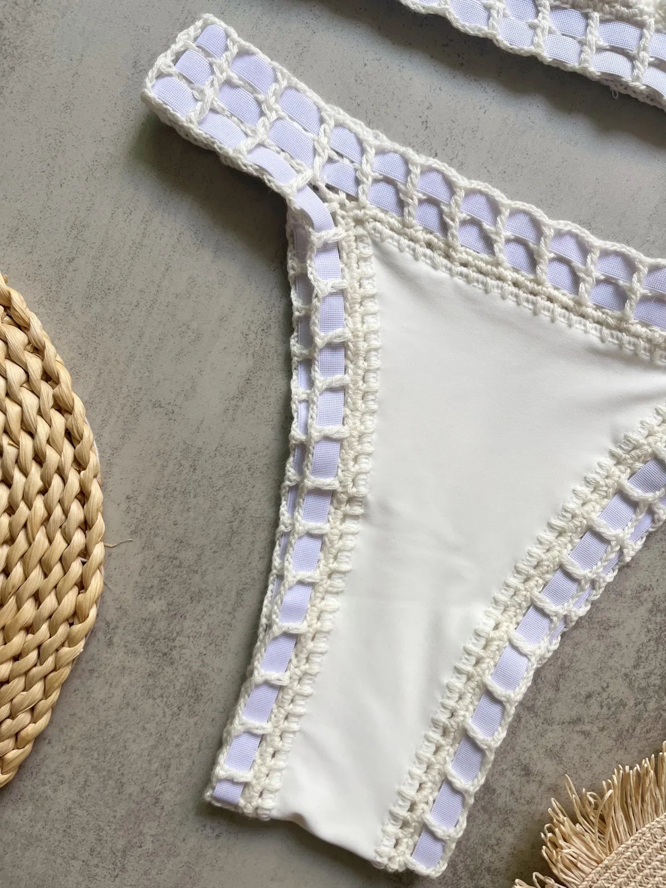 Sexy Black Patchwork Hand Crochet Bikini Set Women 2026 V Neck Push Up Bra Thong Swimsuit Beach Bathing Suit Knitted Swimwear