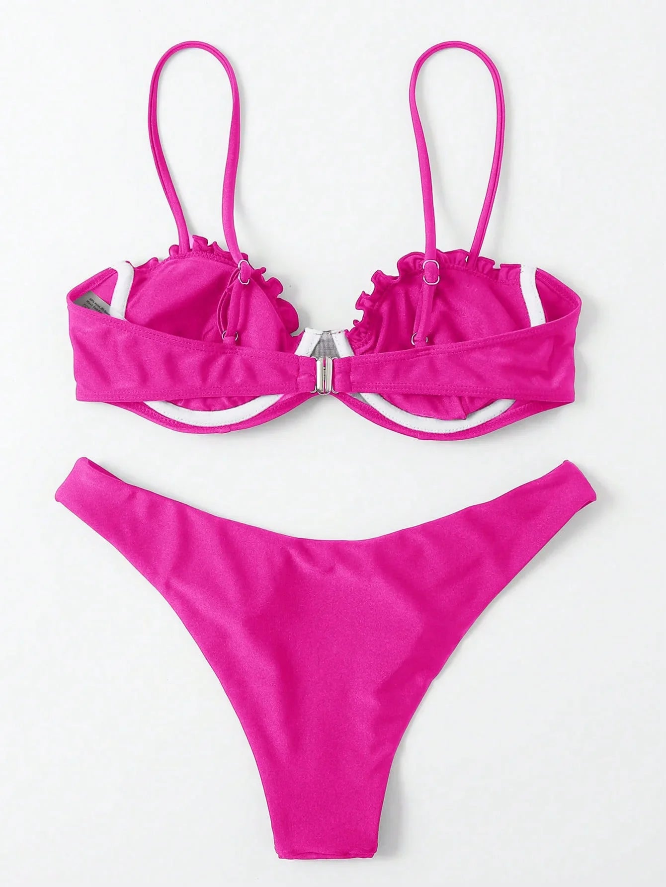 Sexy Hot Pink Bikini Set 2025 Women Pleate Shell Push Up Underwire Thong Swimsuit Beach Bathing Suit Swimwear Vacation Outfits