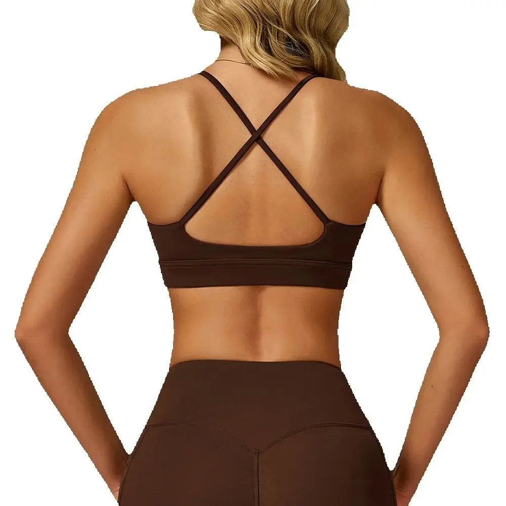 Sexy Underwear Women Tops Back Cross Strap Tank Top Push Up Running Sports Bra Breathable Soft Fitness Beauty Workout Yoga Bra