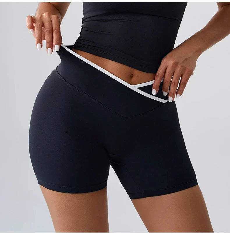 Sports Shorts Cross Waist Women Shorts Women Cycling Jogging Fitness High Waist Push Up Gym Shorts Leggings Women Yoga Clothing