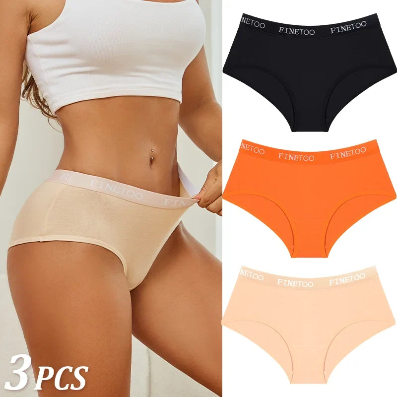 3Pcs Women's Cotton Briefs Letter Belt Underwear Women Panties Sexy Breathable Briefs Female Stretch Ladies Soft Lingerie